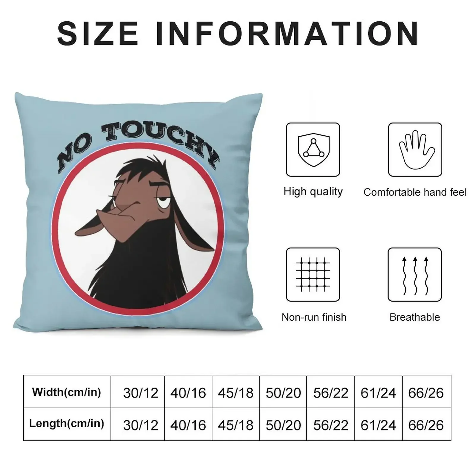 Kuzco NO TOUCHY sad llama emperor's new groove emperor david spade back off no touch funny gift Throw Pillow