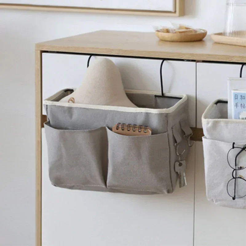 Canvas Bedside Hanging Pocket Storage Bag Bedroom Magazine Storage Pouch Diaper Caddy Toy Holder Baby Tissue Box Home Organizer