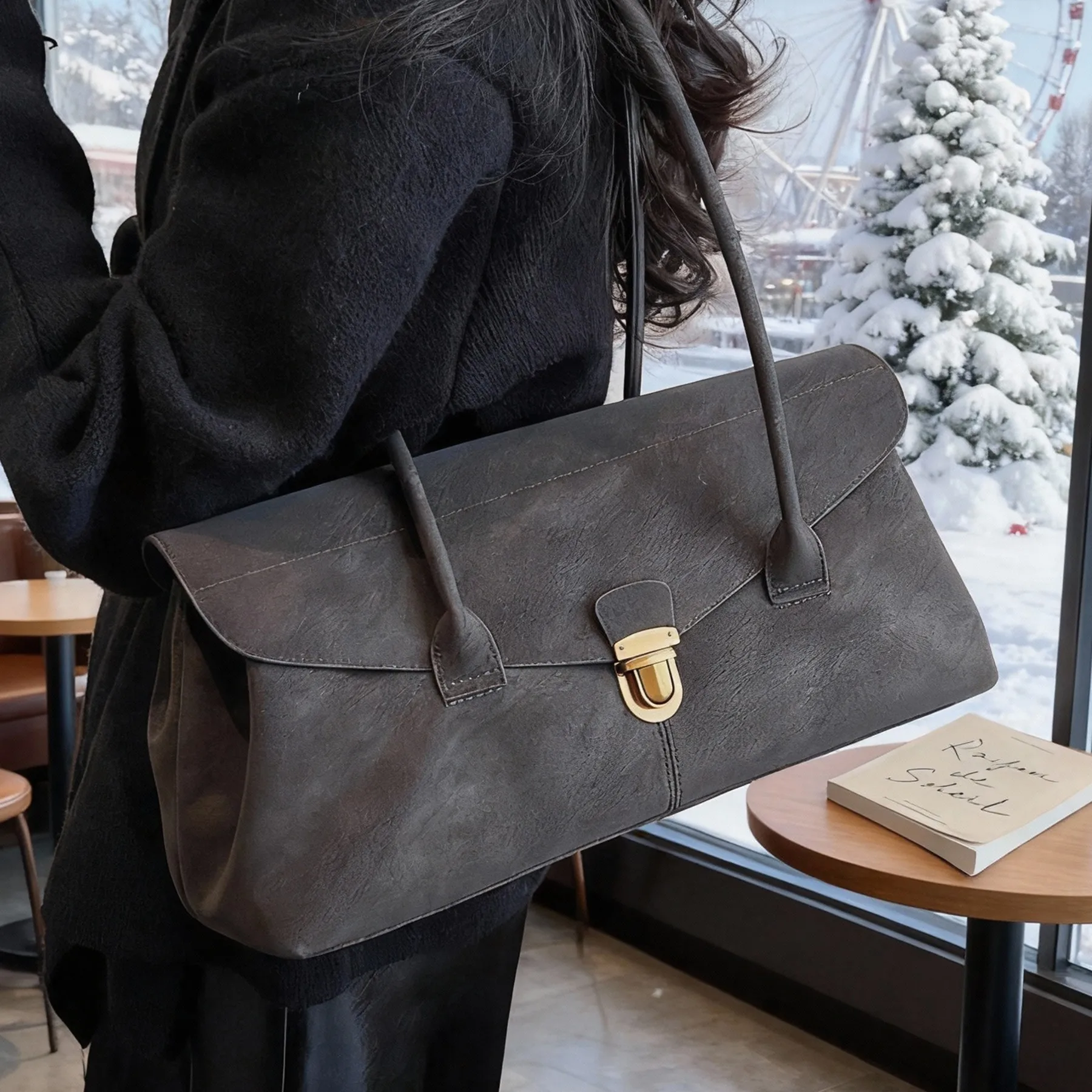 

Женская сумка подмышки, новинка 2026, винтажная высококачественная сумка на плечо, элегантная городская пригородная сумка, стильная французская сумка для хлеба, сумка подмышками, кошелек