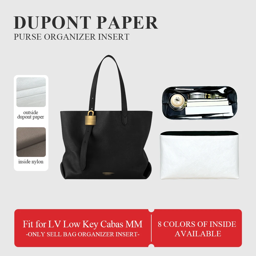 

Dupont Paper Purse Organizer Insert Fit for LV Low Key Cabas MM, Zipper Inside Storage Bag Lightweight Inner Liner Organizer Bag