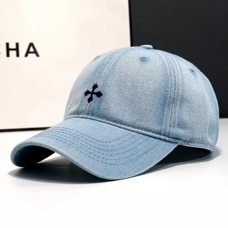 

Trend Korean Cross Baseball Cap Women's Ins Trendy Versatile Denim Cap Showing Face Small Hat Fashion Unique Baseball Cap