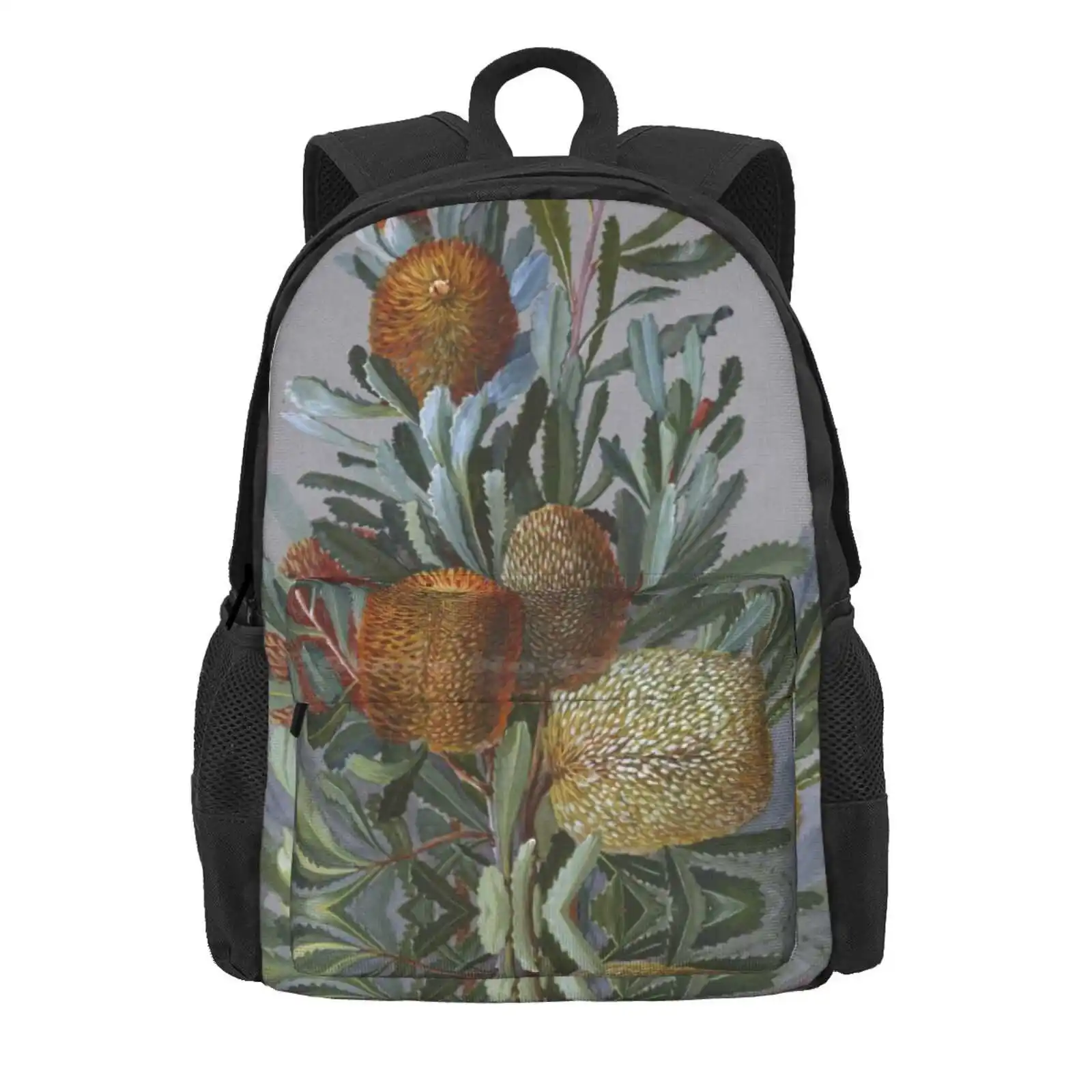 Banksia Australian Wildflower Watercolor Hot Sale Schoolbag Backpack Fashion Bags Banksia Botanical Art Vintage Art