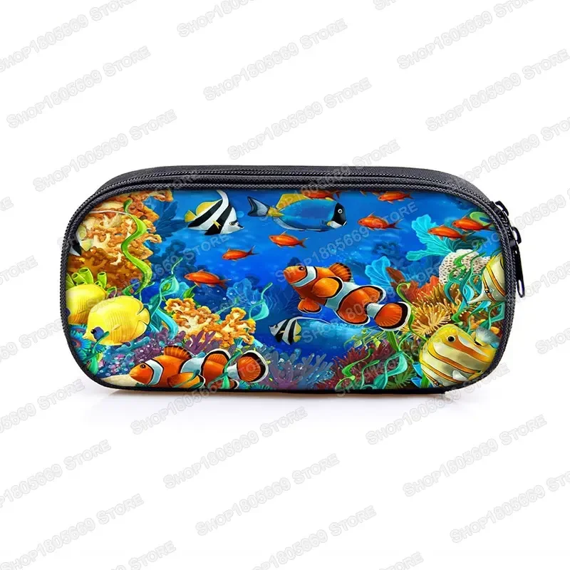Sea Animal Turtle Whale Shark Dolphin Octopus Cosmetic Cases Pencil Bag Girls School Case Pencil Box Cute Stationary Bags Gift