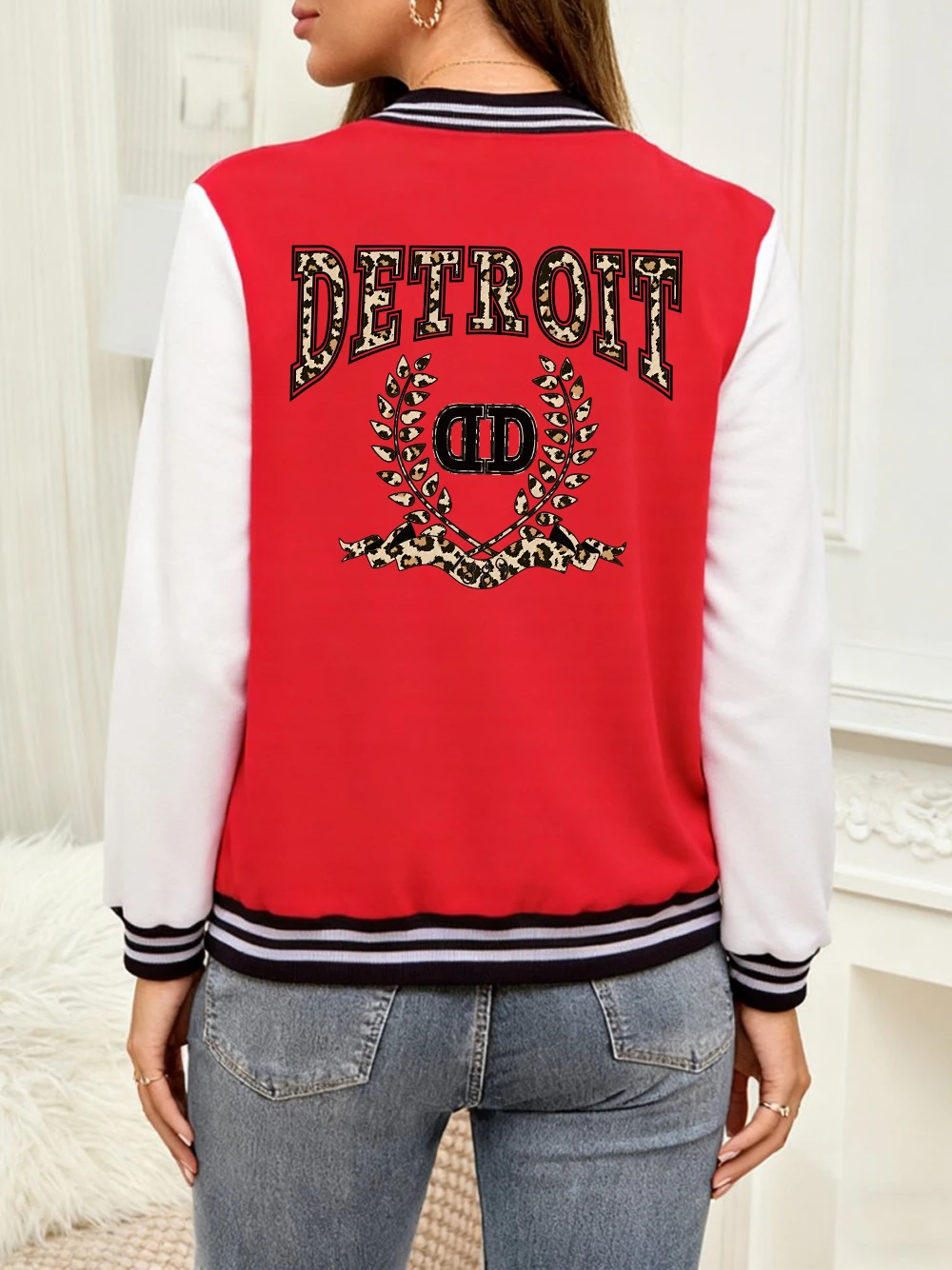 

Детройтские куртки с леопардовым принтом, женские удобные свободные бейсбольные майки, зимние флисовые теплые пальто, базовая одежда с карманами