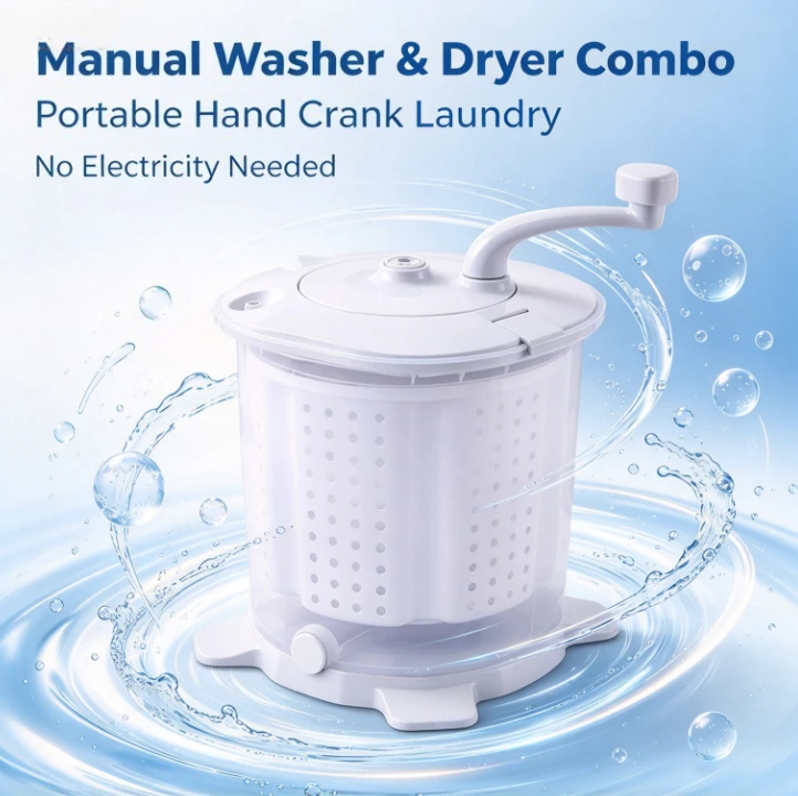 Manual Washer,Wash Drain Integrated Small Laundry Machine,Hand Crank Clothes Washer,No Power for Dorm Home Lazy Cleaning Helper