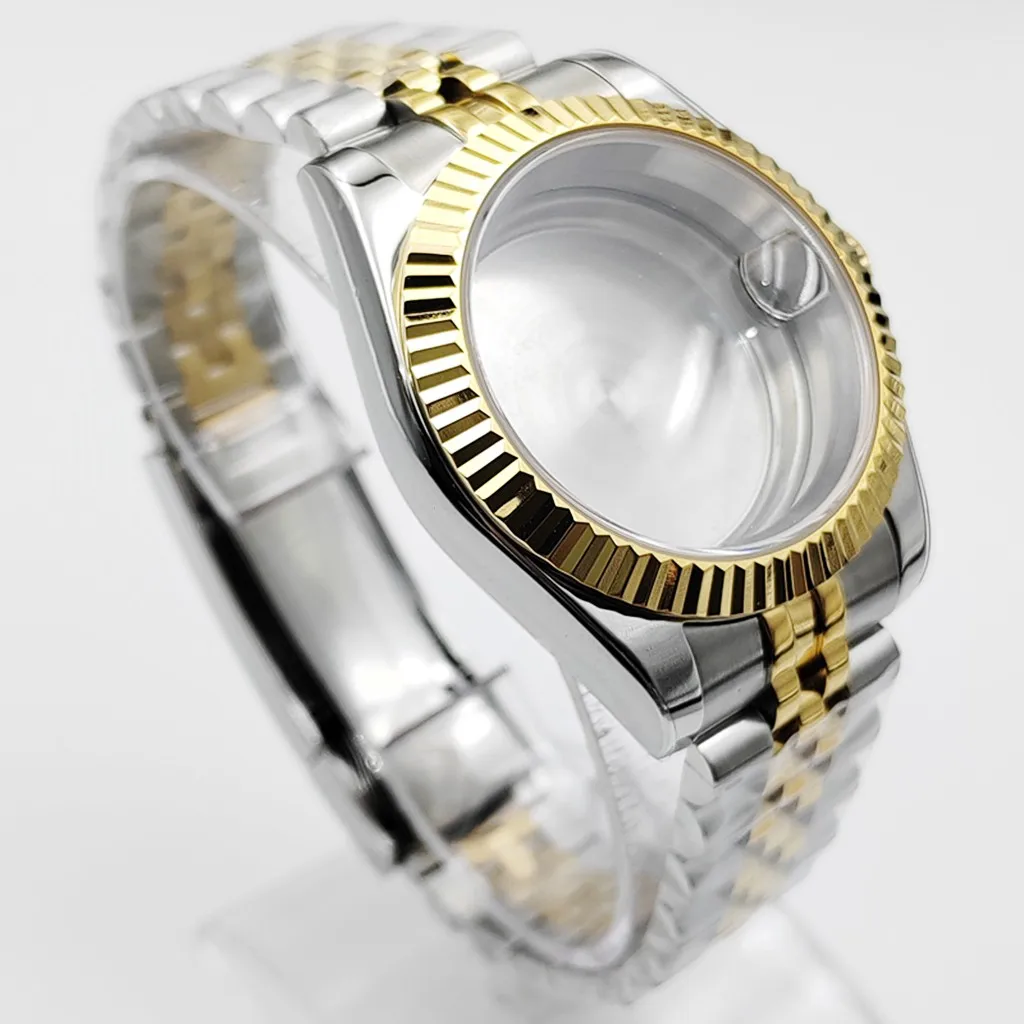 Золотые часы с сапфировым стеклом из нержавеющей стали для NH35 NH36 ETA2824 2836 Miyota8215 8205 821A PT5000 ST2130