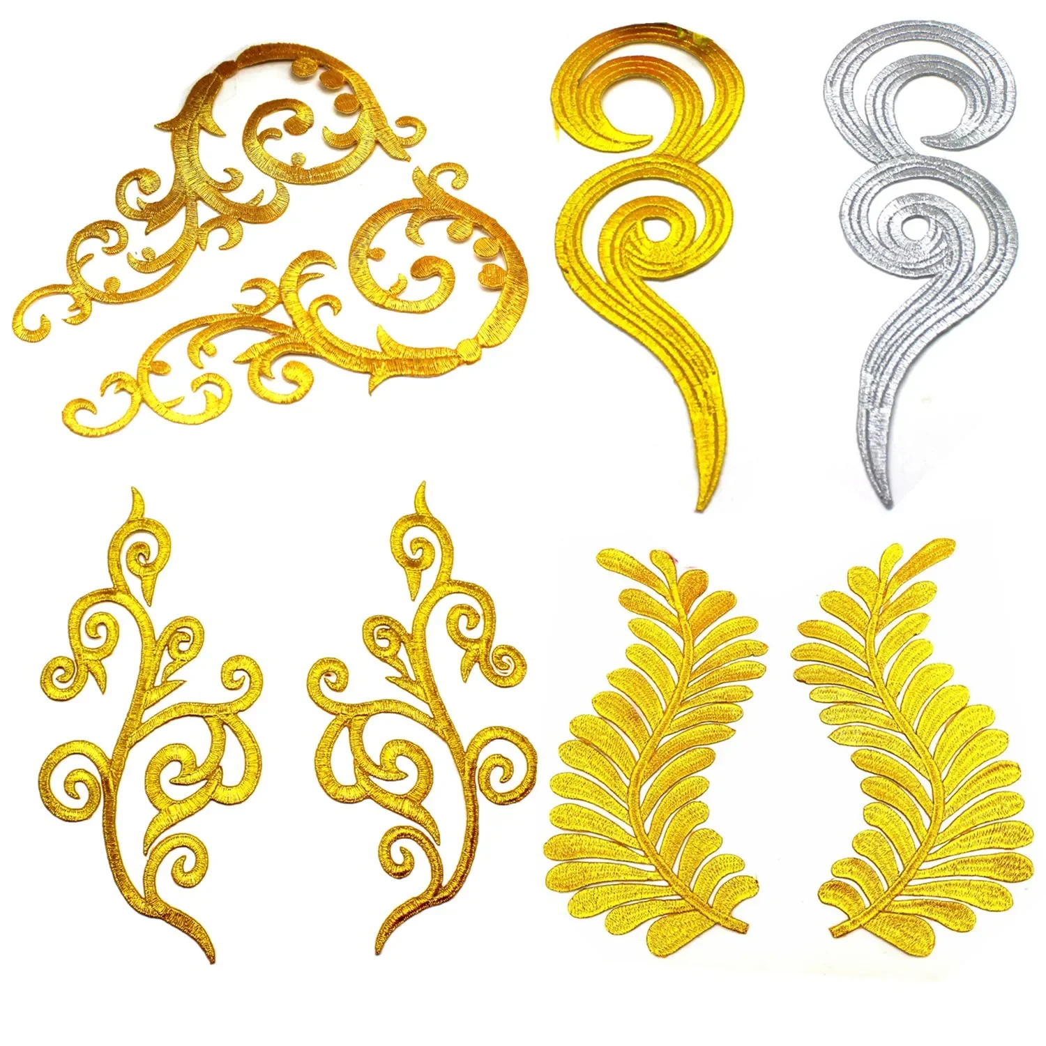 1 Pair Iron On Patches For Cosplay Diy Clothes Gold Embroidery Appliques Trims Garments Budges Accessories