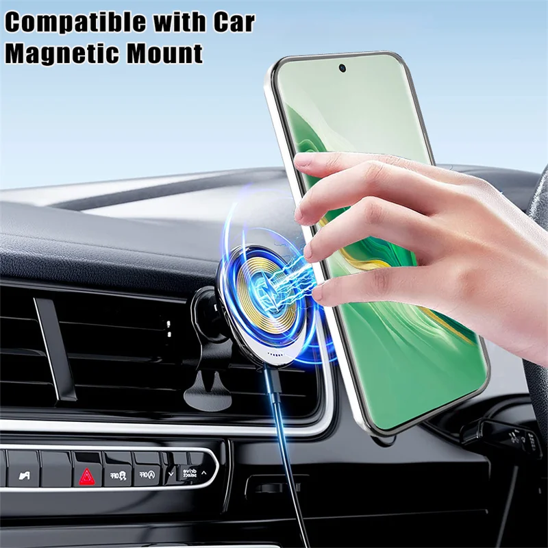 Magneitic Holder Plating TPU Back Cover Case for Honor Magic 6 Magic6 5G for Magsaft Suction Wiress Charing Bracket Cover Case image 3