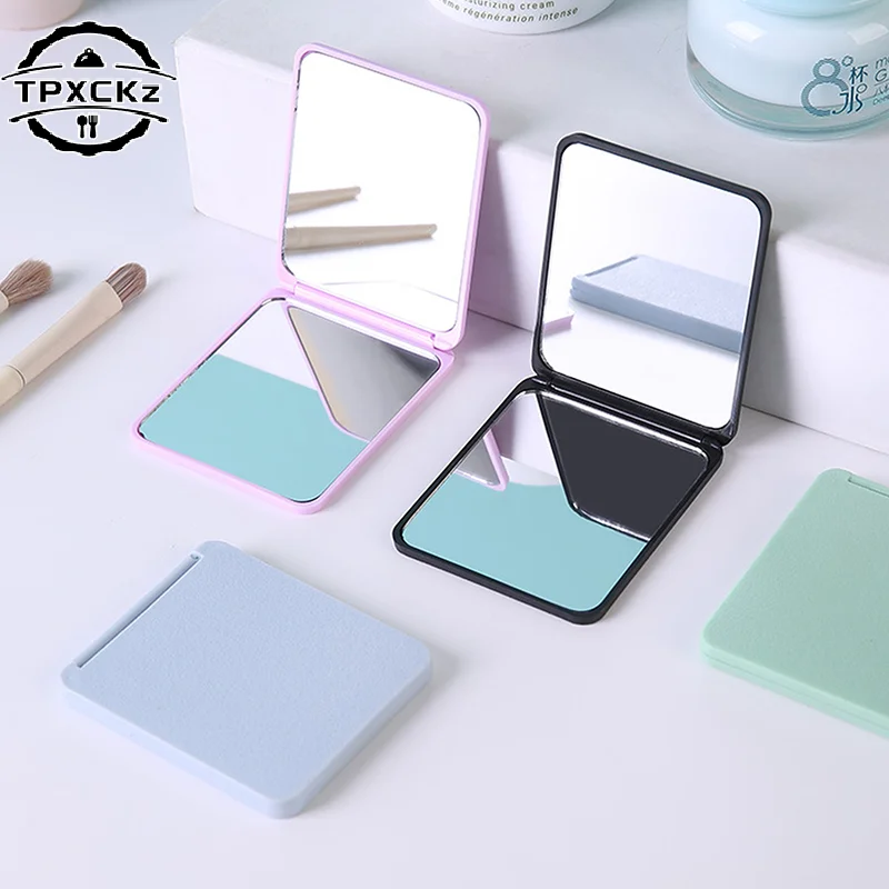 Foldable Makeup Mirror Mini Square Makeup Mirror Portable Hand Mirrors Double-sided Compact Mirror Pocket Cosmetic Mirror