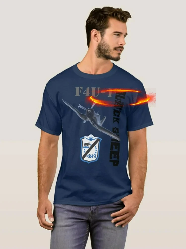 Black Sheep Squadron F-4U Corsair Fighter T-Shirt 100% Cotton O-Neck Summer Short Sleeve Casual Mens T-shirt Size S-3XL
