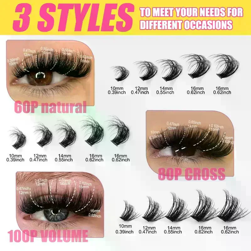 クラスターラッシュキット 個別ラッシュ ボリュームミックスト - Faux Mink Lash のレビューと価格