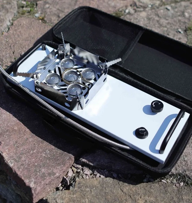 

Lightweight Stainless Steel Fire Stove for Easy Camping, Extremely Stable and Auxiliary Gas Fuel, Foldable Manual Style
