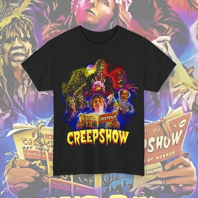 

Футболка Creepshow Horror с рисунком | Футболка унисекс из плотного хлопка, идеально подходит для Хэллоуина, ночи кино, подарок фанатам ужасов