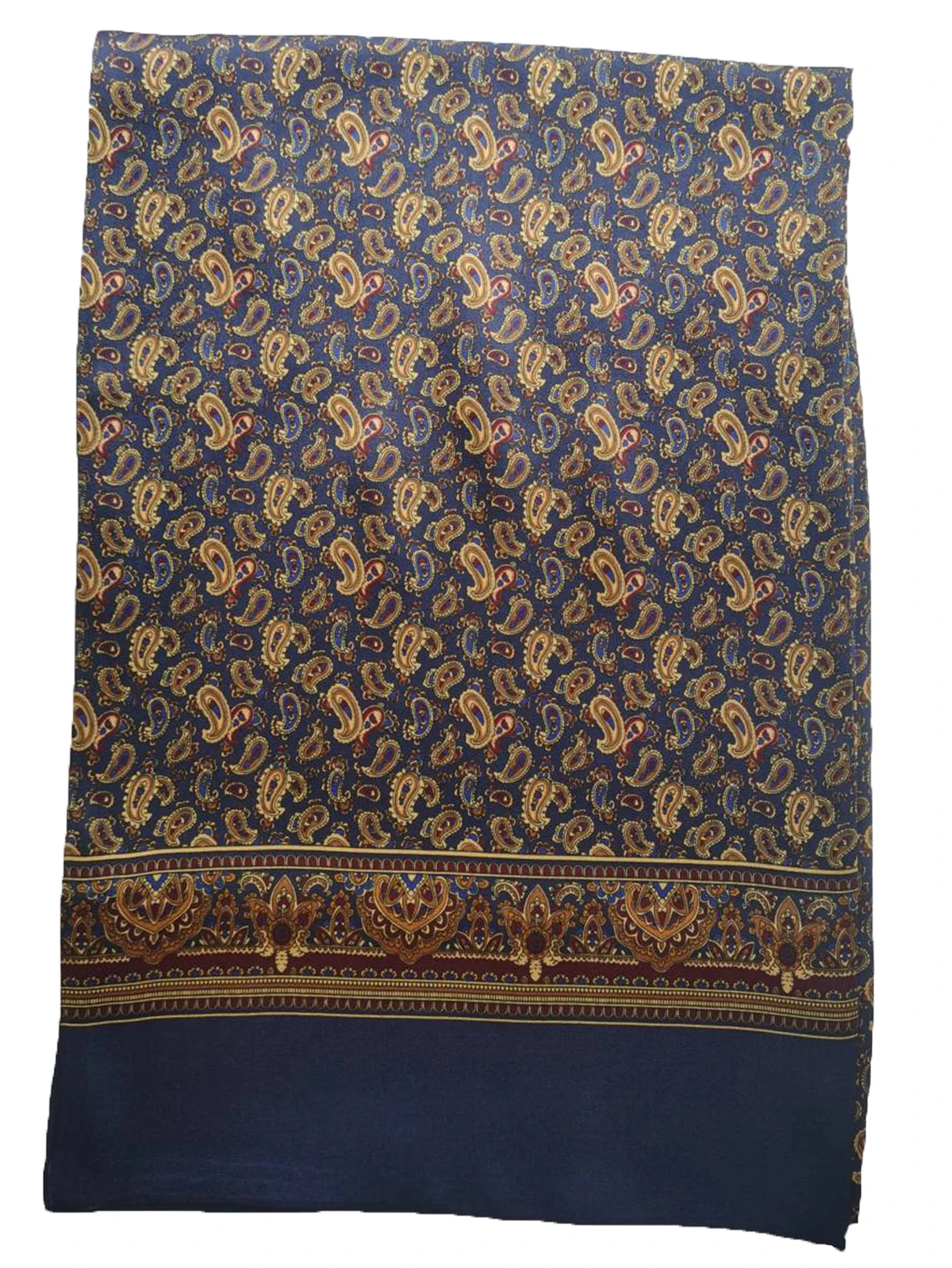 FEIMANYUAN ผ้าพันคอยาวผู้ชาย 100 ผ้าไหมลาย Paisley ธุรกิจ Tie เสื้อเชิ้ตลําลอง Double Layer Blue