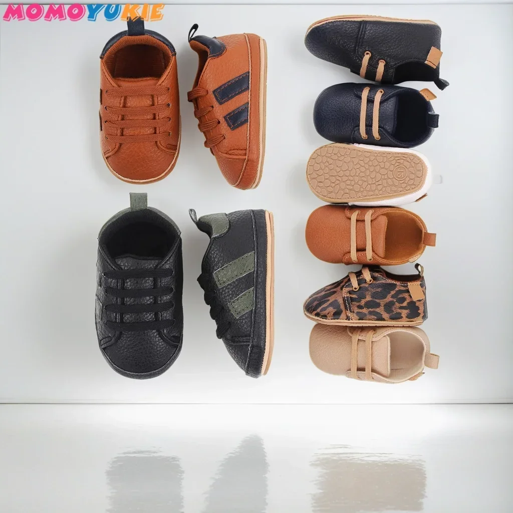 

2023 Baby Shoes For Girl Boy Toddler First Walkers Unisex PU Leather Rubber Sole Non-slip Hook Loop Infant Fashion Moccasins