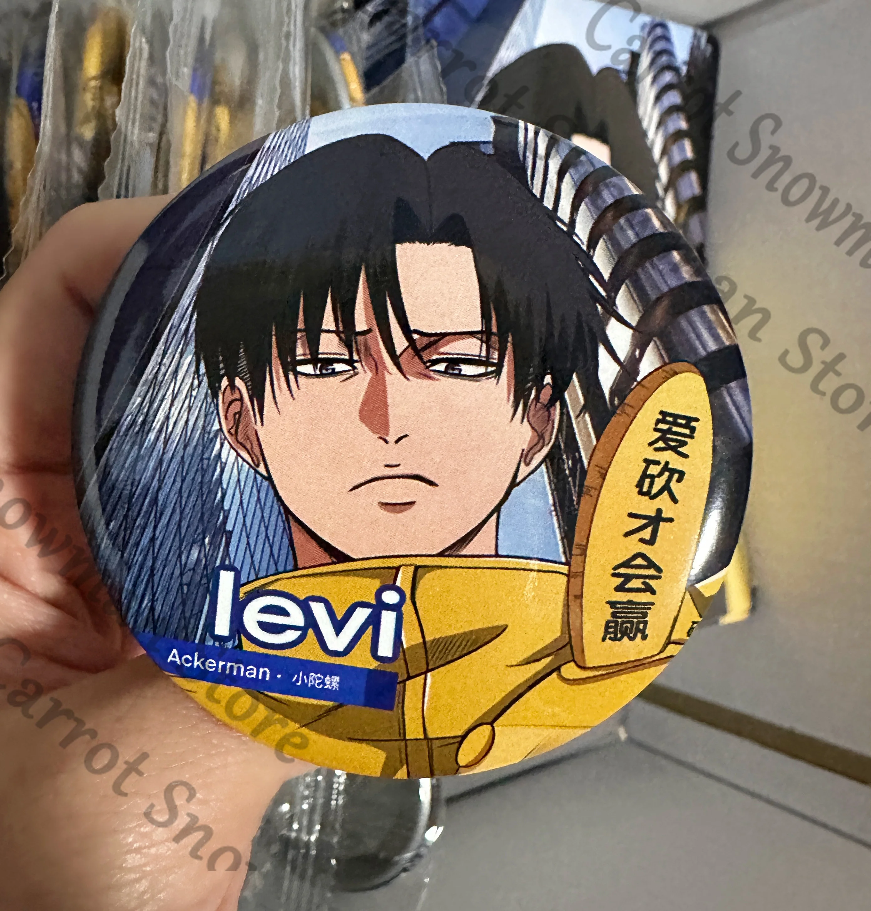 

Attack on Titan Levi Ackerman Anime Badge Tinplate Emblem Brooch Cospaly Cartoon Decorate Gift