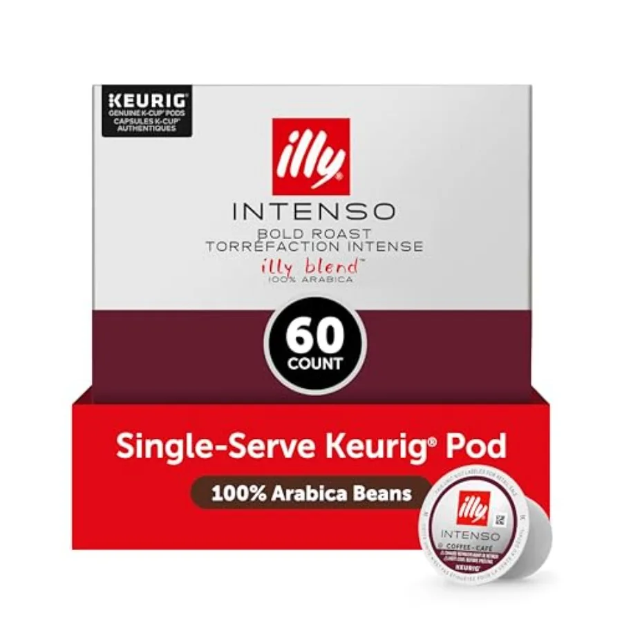 

Illy Coffee K-Cups - Compatible Pods for Keurig Coffee Maker - Intenso Dark Roast - Bold and Full of Flavor tes of Cocoa and Dr