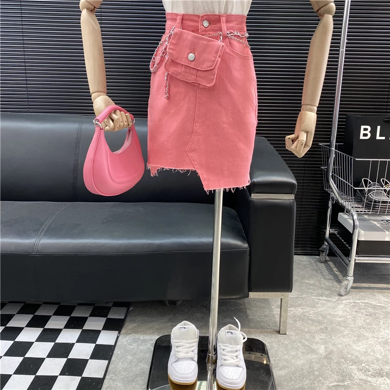 Free Pocket！New 2022 fashion Designer new style Famous brand Irregular Denim skirt High waist denim skirt 