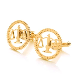 Round Advocate Lawyer Emblem Mens Shirt Cufflinks Justice Scales Symbol Jewelry Gift Cuff Links Buttons For Notary Law