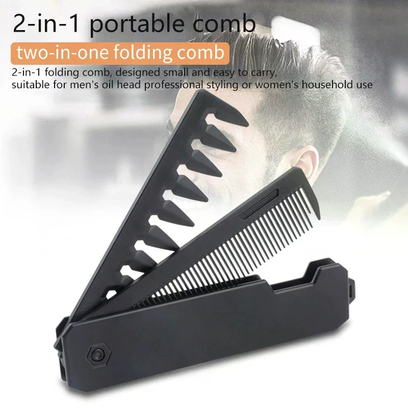 Multifunctional Pocket Folding Comb Plastic Wide Tooth Oil Head Comb Beard Hair Clipper Comb Barber Salon Hair Styling Tools