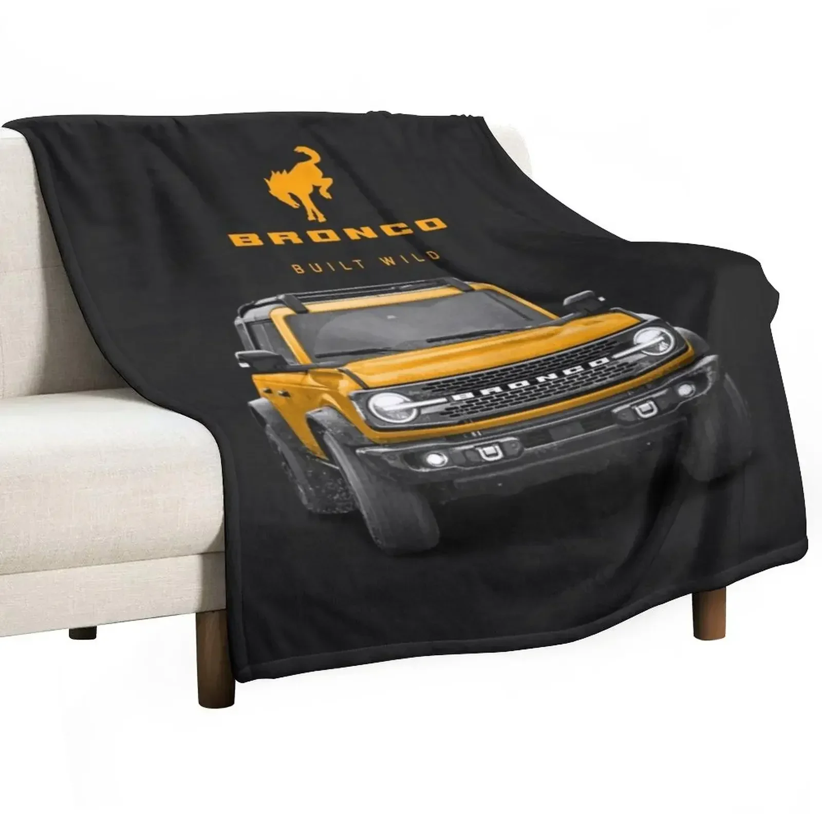 Bronco and Logo - Cyber Orange Throw Blanket Extra Large Throw Custom Cute Plaid Blankets