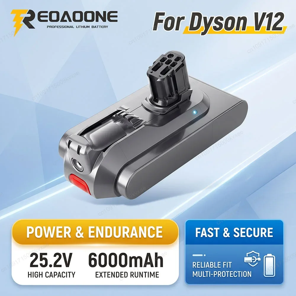 Rechargeable Vacuum Battery for Dyson V12 Detect Slim Series SV20 SV30 SV34 SV35 25.2V 6000mAh 8000mAh Li-ion Spare Power Cells
