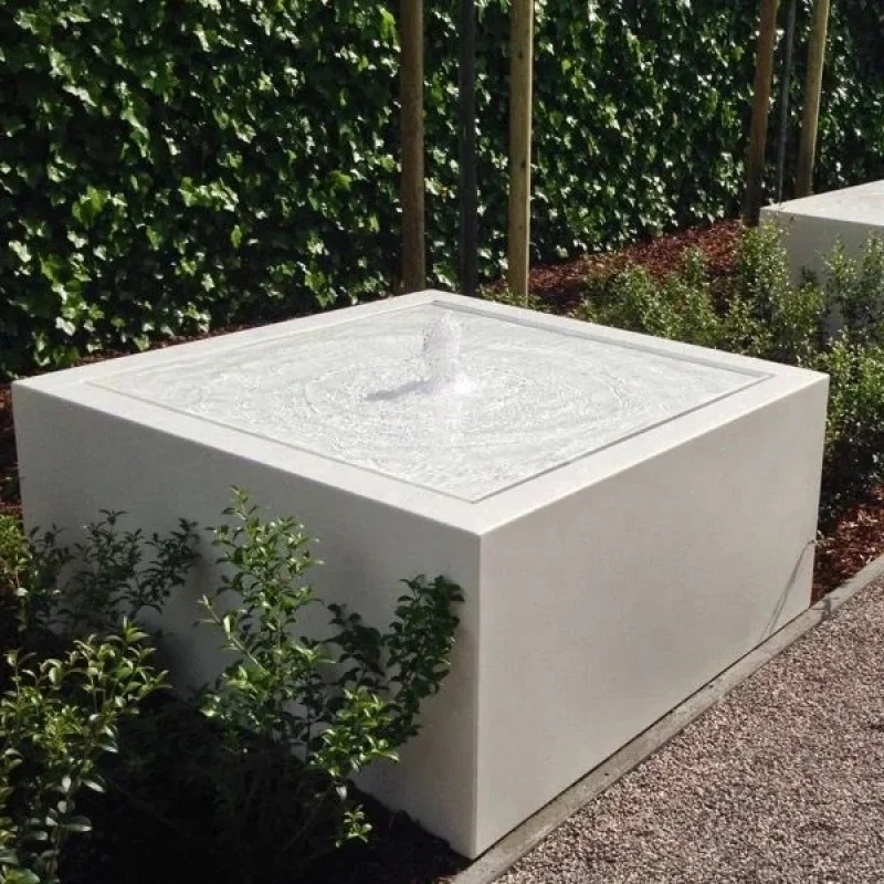 custom.Garden Ornaments Metal Waterfall Black Steel Table square Fountains Outdoor  Bubble  Features