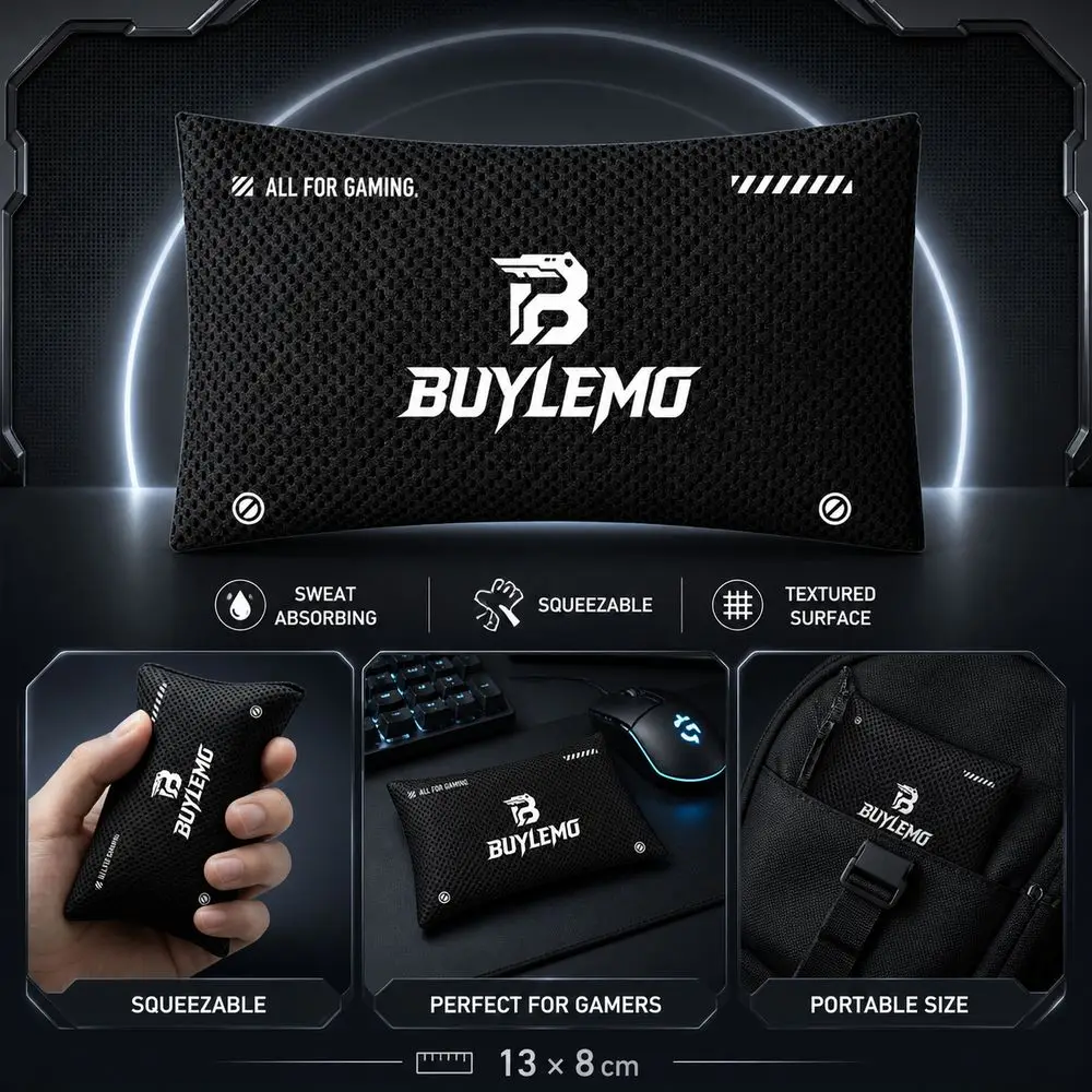 New Sweat Absorbing Gaming Hand Drying Bag Squeezable Breathable Gaming Sweat Bag Black Quick-drying Esports Hand Drying Pouch