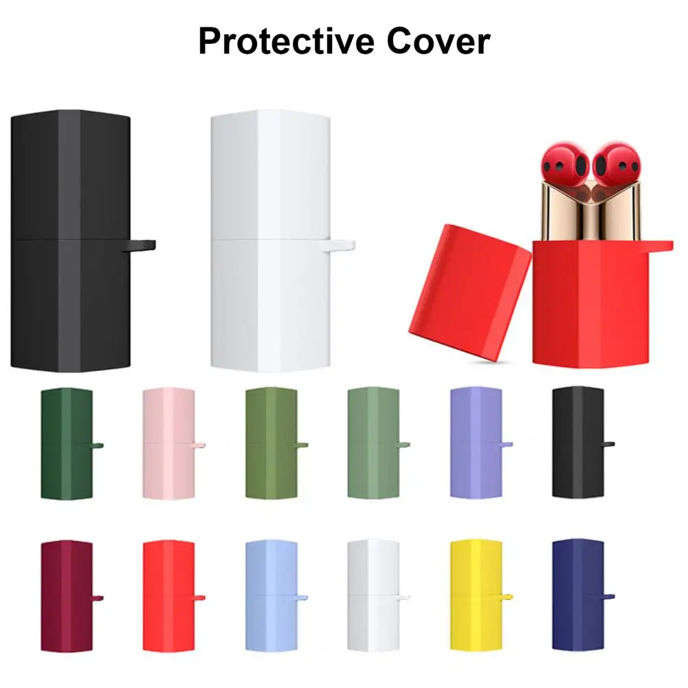 Earphone Protective Cover for Freebuds Lipstick Dustproof with Buckle Full Coverage Silicone Wireless Earphone Case