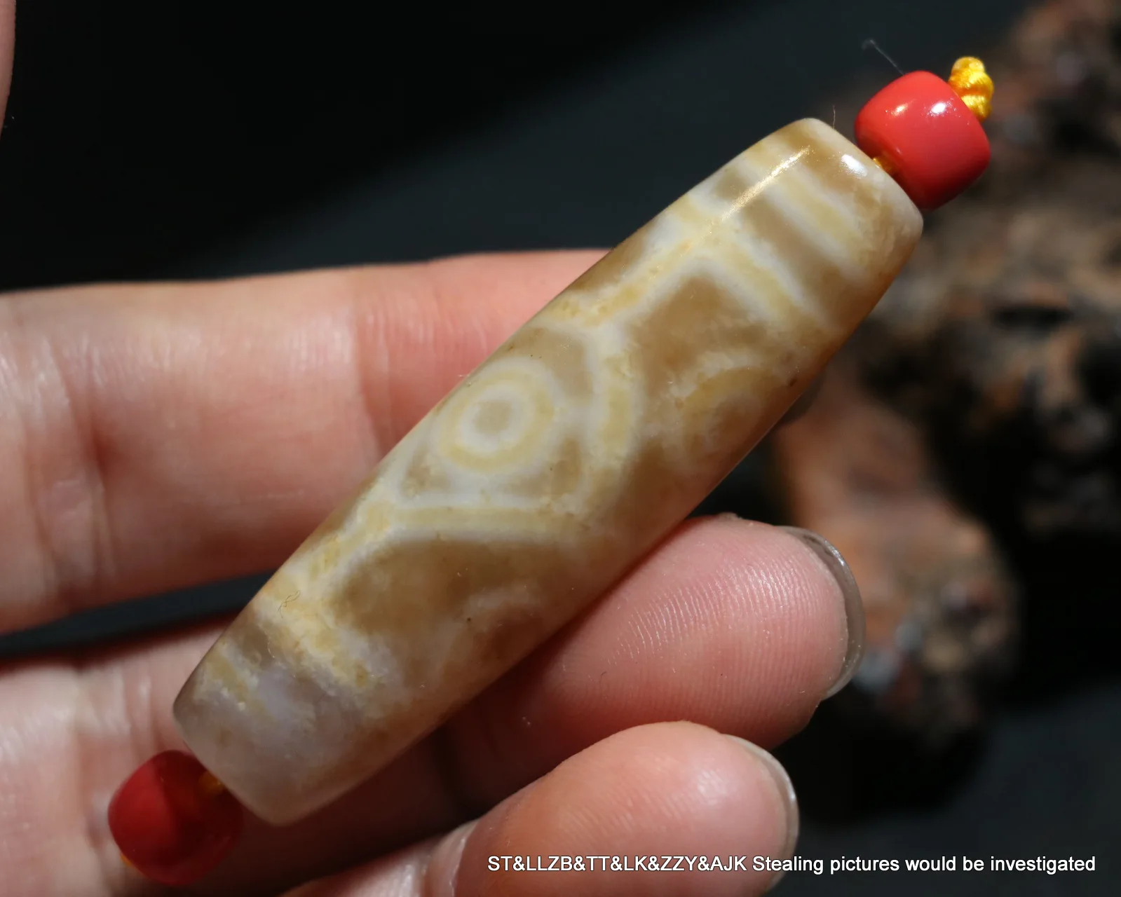 

A Magic Power Energy Tibetan Old Agate 6 Eye Longevity Wealth Symbolize dZi Bead Pendant Amulet Talisman Timestown Top