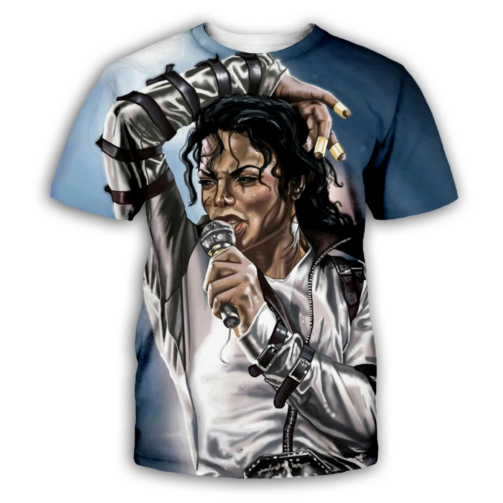 

2023 Summer Fashion Men/Women King of Rock and Roll Michael Jackson 3d Print T Shirts Boy Singer Star Trendy Tee Tops