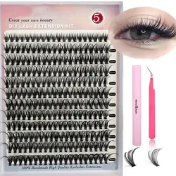 DIY Lash Extension Kit 280pcs Lash Clusters with Tweezers Glue Lashes Kit Cluster Lashes 30D 40D Curl False Eyelash Clusters