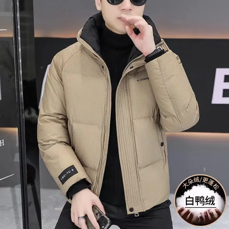 

Winter Down Jacket Men Luxury Brand High-end White Duck Down Coat Warm Windproof Outerwear Business Casual Long Sleeve Zipr Tops