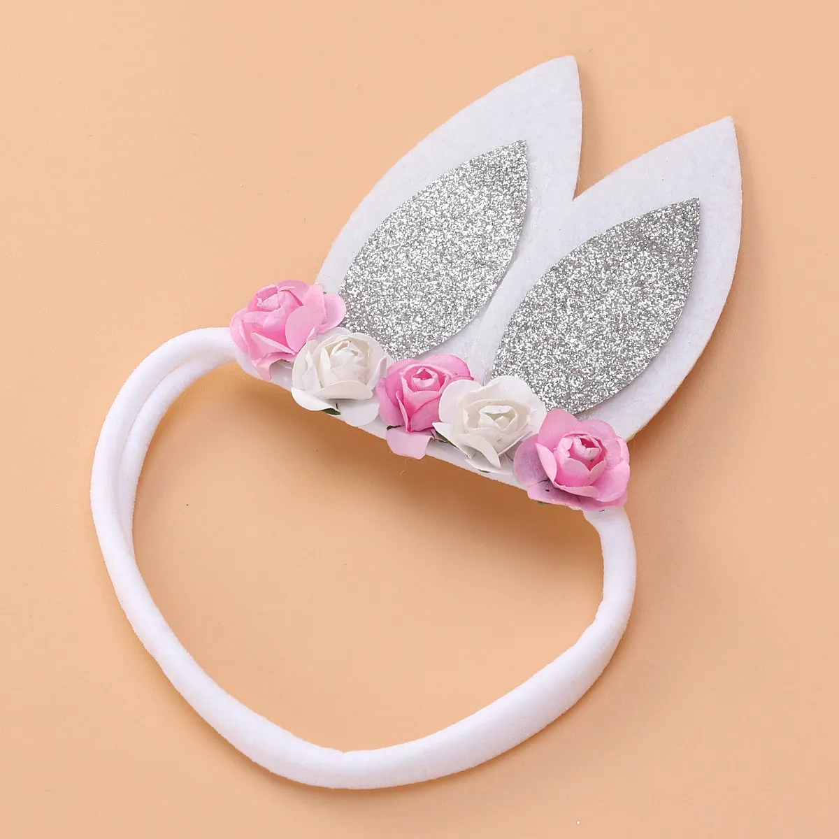 1Pcs Exquisite Flower Headband Rabbit Ears Design for Vibrant Color Stylish Headdress Easter Day Party Banquet