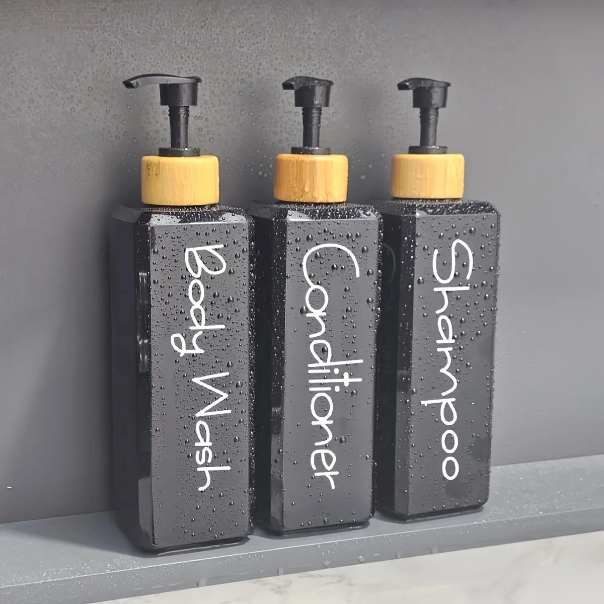 

3PCS Bathroom Refillable Lotion Bottle for Shower Bath Shampoo Soap Conditioner Lotion Pump Press Bottles with Waterproof Labels
