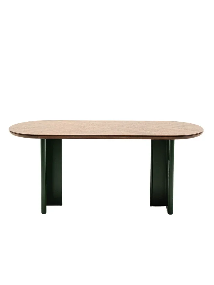 

Minimalist concept/green forest dining table/French retro solid wood dining table and chairs household oval dining table