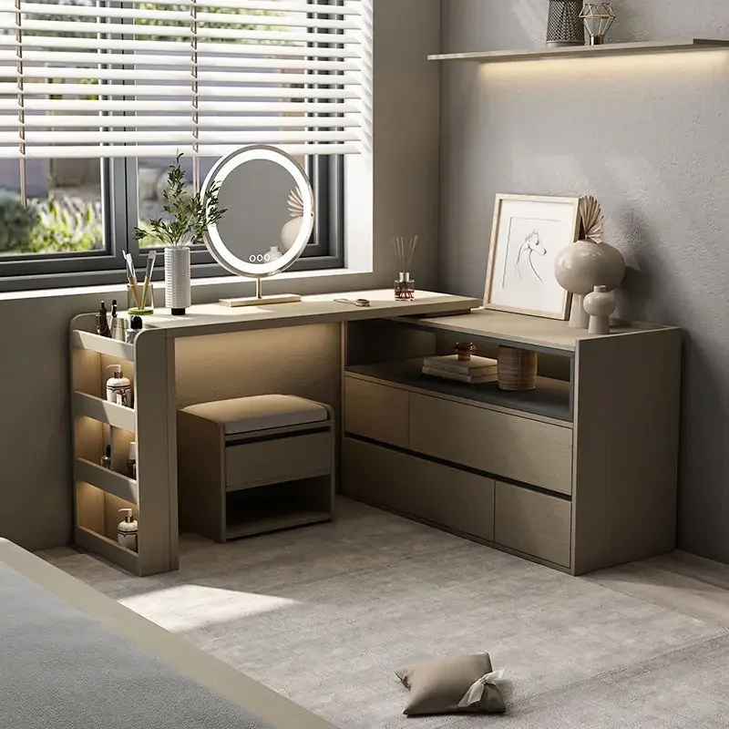 

Italian Desk Organizer Bedroom Dressing Table Mirror Bedside Modern Wood Makeup Table Storage Vanitys Para Maquillaje Furniture