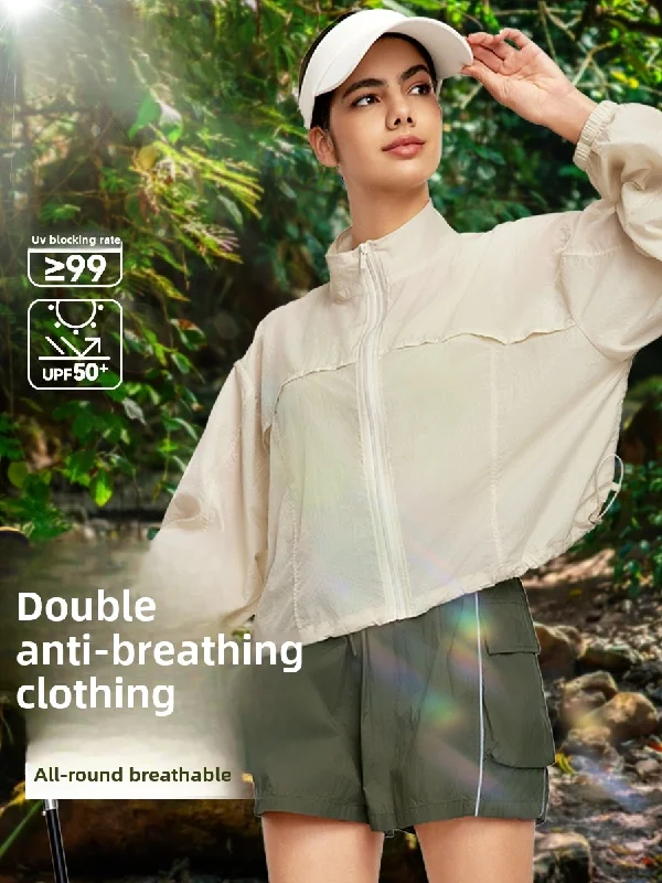 

Лето 2025 г., уличная женская дышащая легкая солнцезащитная куртка с воротником-стойкой UPF50 + УФ-излучением