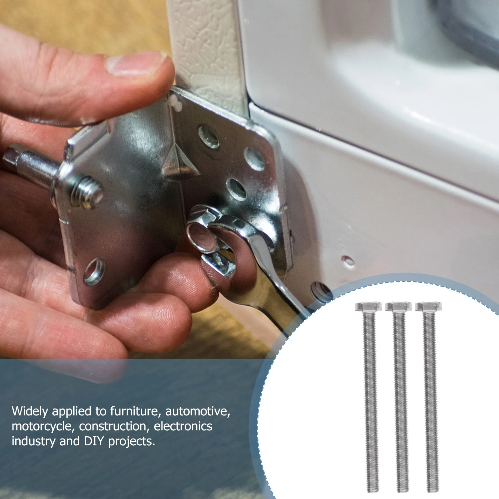 

5pcs Hex Head Fully Threaded Stainless Steel Flat Head Bolts niture Automotive Hexagon Screws Mounting Threaded Bolts For Diy