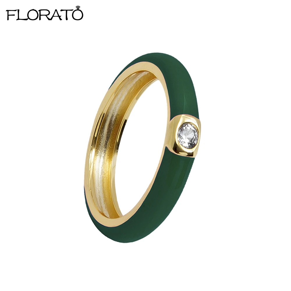 Women's Colorful Enamel Ring, 24K Gold Plated Candy Colors Gift
