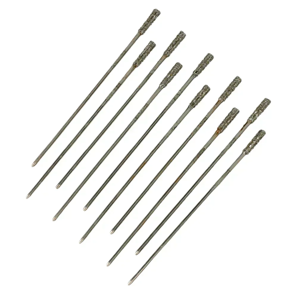 10 قطعة 1/1.8/2 مللي متر الماس مثقاب الخشب المغلفة يميل لقمة ثقب مجموعة أدوات الأظافر لحفر اليشم العقيق حجر المجوهرات