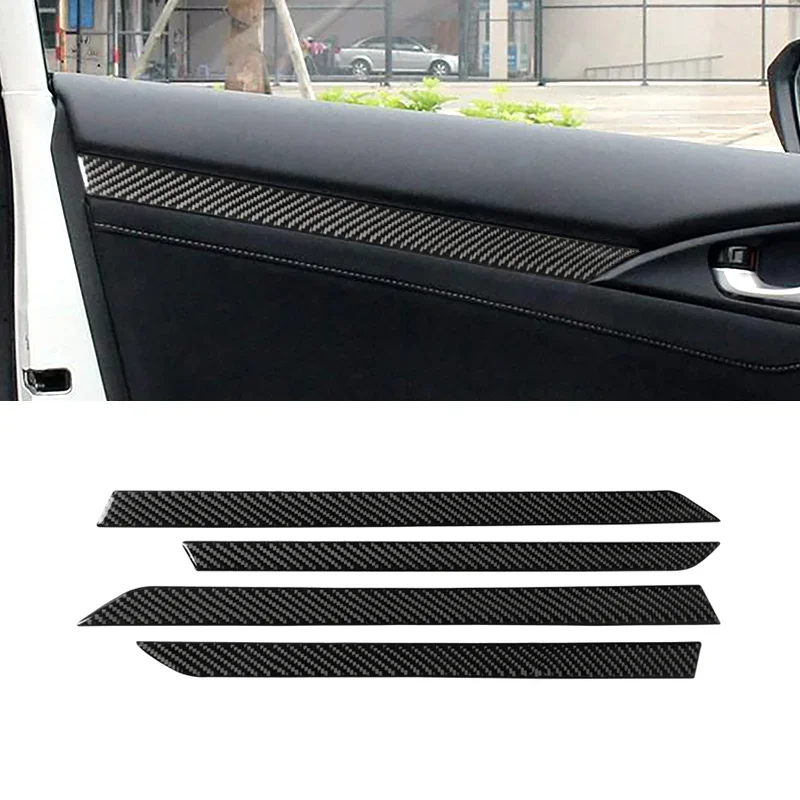 

For Honda Civic 10th Gen 2016 2017 2018 2019 Car Carbon Fiber Window Door Panel Strips Cover Protective Trim