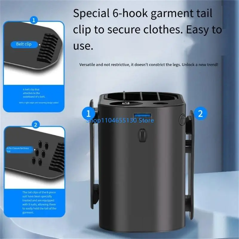 Wearable Necked Fan with LED Light for Outdoor Camping Portable Rechargeable Fan