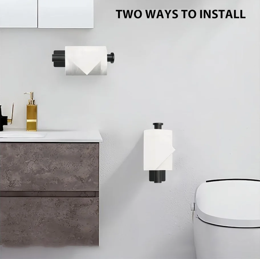 1Pc 304 Stainless Steel Perforated Paper Towel Roll Dispenser for Bathroom, Self-Adhesive Toilet Paper Holder - Image 2