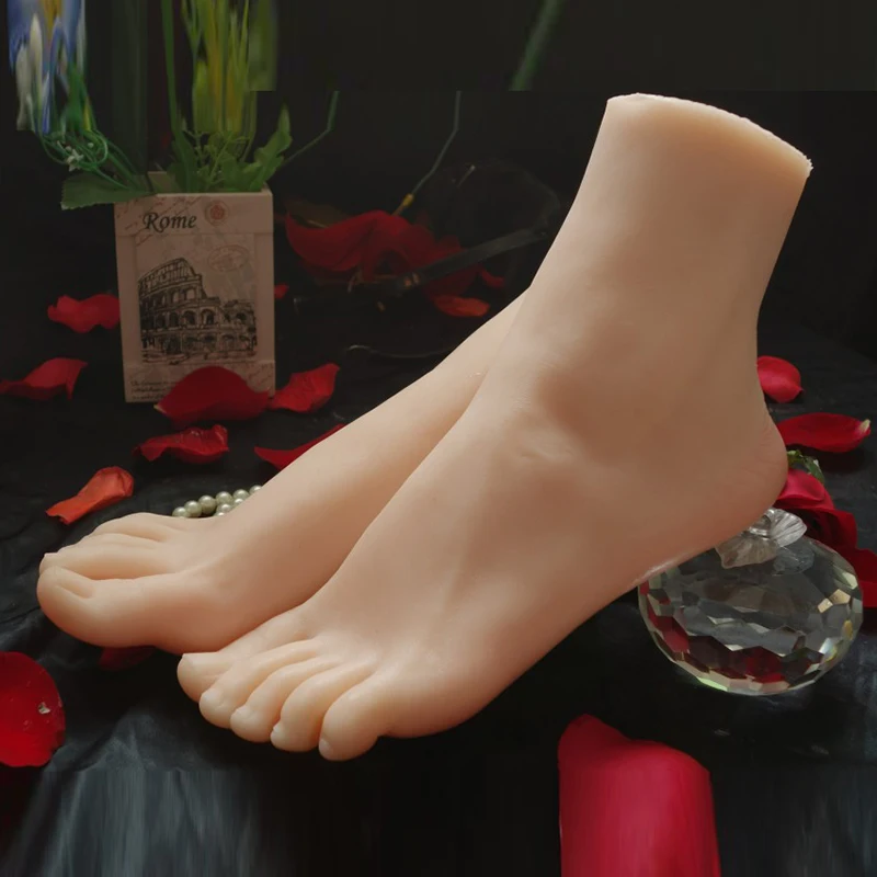 

Silicone Female Foot Toy Model Simulation Mannequin Foot Fetish Footjob Nail Art Practice Photograph Shoes Sock Display