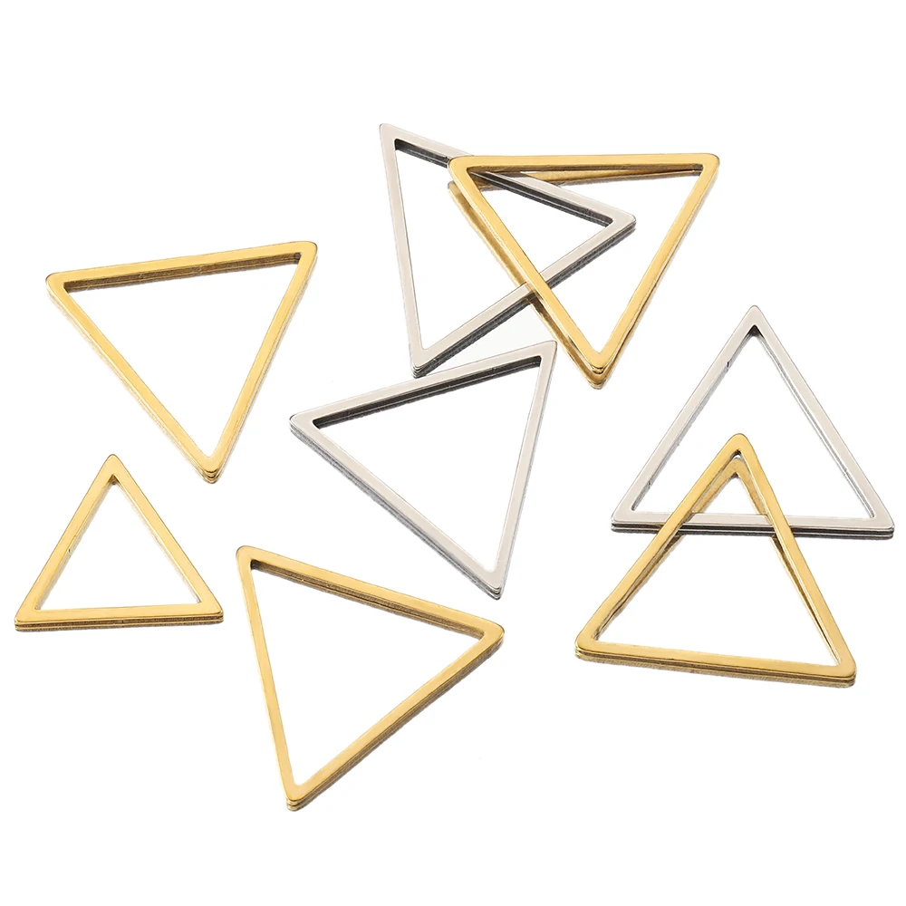 20pcs Stainless Steel Key Ring Triangle Hoops Charms Pendant Keychain Connect Clasp for Jewelry Making Earring Hook DIY Findings