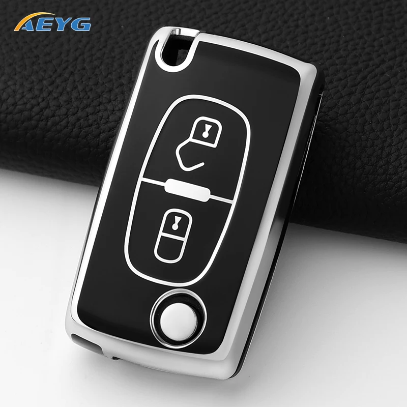 For Peugeot 207 307 308 407 607 807 For Citroen C2 C3 C4 C5 C6 Xsara Berlingo TPU Car Key Case Protector Accessories 2/3 Buttons