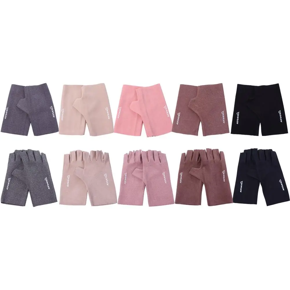 أزياء الإناث الباردة والدليل على الشتاء بلون القماش أصابع قفازات النساء القفازات نصف اصبع قفازات دافئة