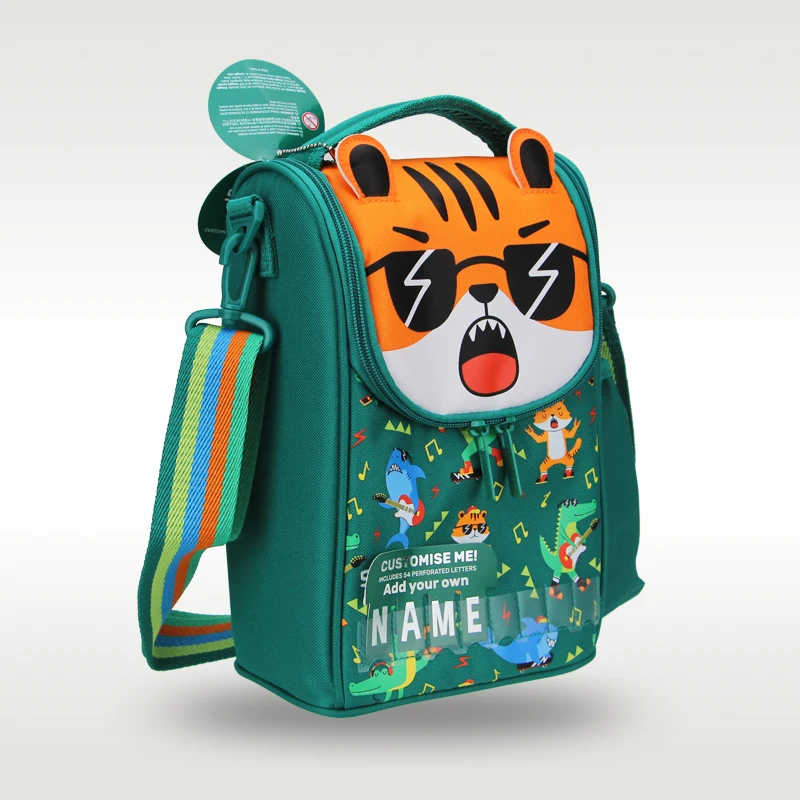 Australia Smiggle Original Children's Lunch Bag Boy Messenger Bags Green Tiger Handbag Waterproof Thermal Insulation 9 Inches