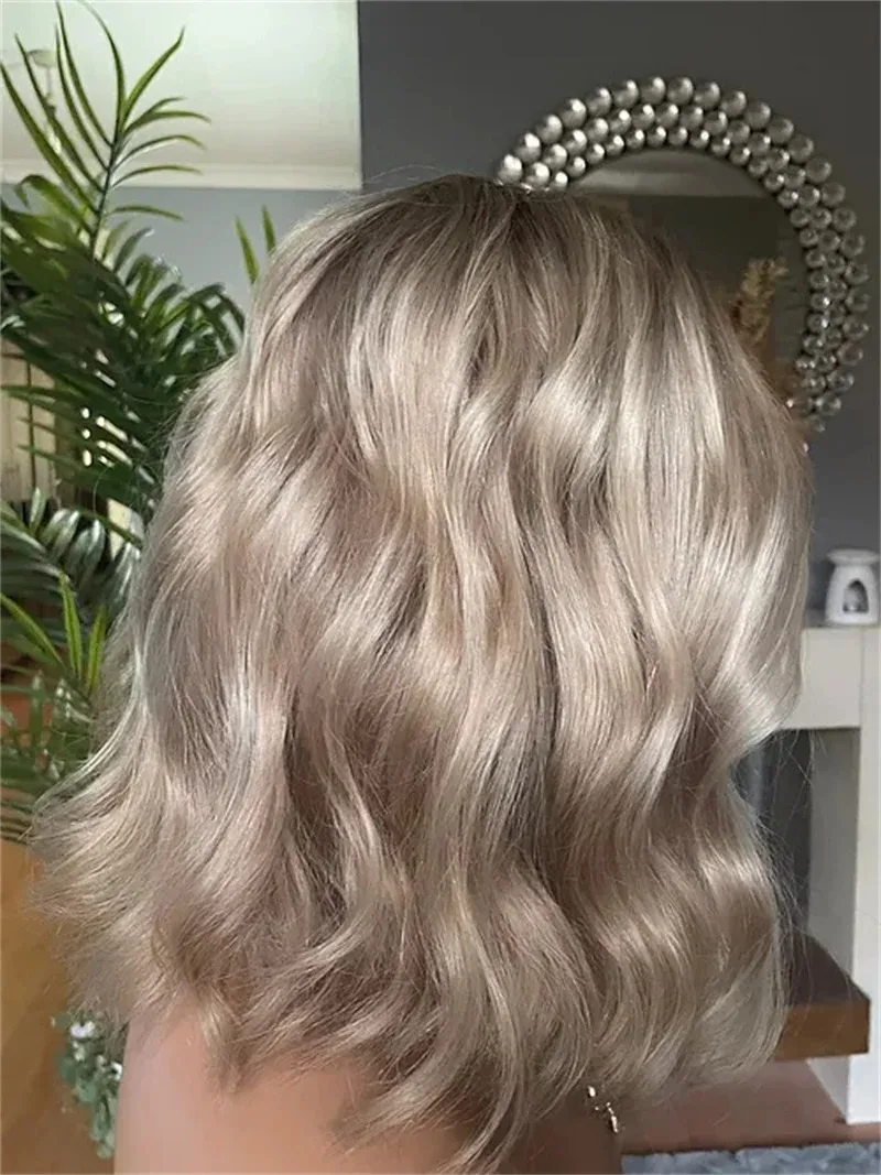 180 الكثافة الرماد شقراء الجسم موجة قصيرة الدانتيل الباروكة الأمامية HD شفافة 13x4 أومبير الرماد شقراء الجبهة الدانتيل الباروكات الاصطناعية للنساء